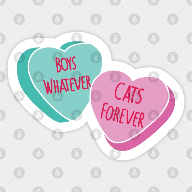 Boys whatever, Cats forever white outline Sticker by Meowmaddie